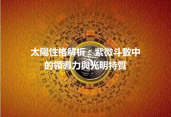 太陽性格解析：紫微斗數中的領導力與光明特質