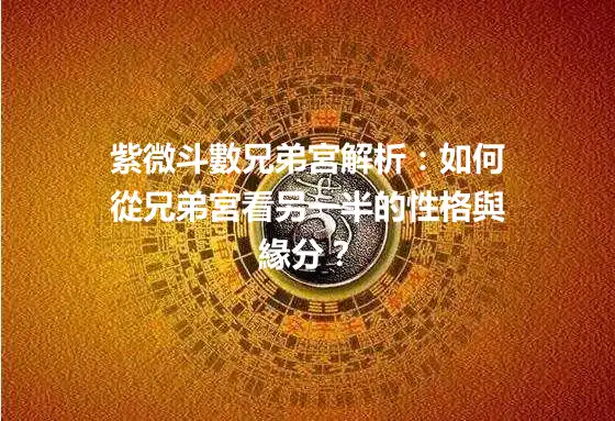 紫微斗數兄弟宮解析：如何從兄弟宮看另一半的性格與緣分？