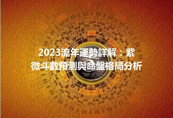 2023流年運勢詳解：紫微斗數預測與命盤格局分析