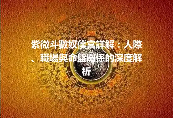 紫微斗數奴僕宮詳解:人際、職場與命盤關係的深度解析