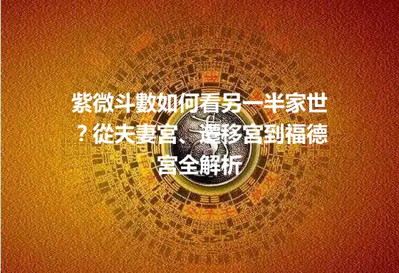 紫微斗數如何看另一半家世？從夫妻宮、遷移宮到福德宮全解析