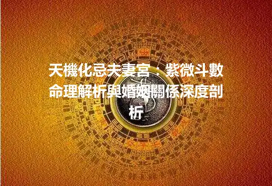 天機化忌夫妻宮：紫微斗數命理解析與婚姻關係深度剖析
