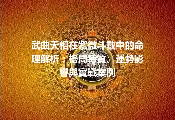 武曲天相在紫微斗數中的命理解析：格局特質、運勢影響與實戰案例