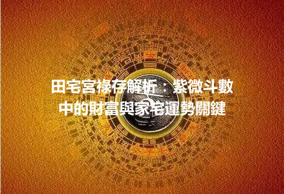 田宅宮祿存解析：紫微斗數中的財富與家宅運勢關鍵