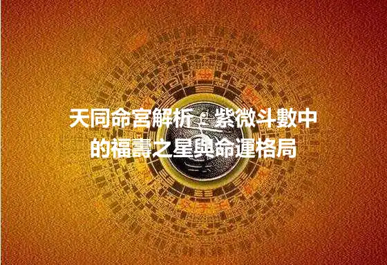 天同命宮解析：紫微斗數中的福壽之星與命運格局