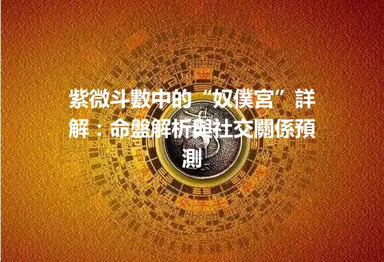 紫微斗數中的“奴僕宮”詳解：命盤解析與社交關係預測