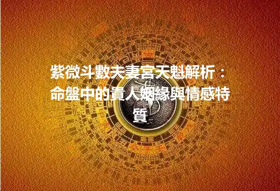 紫微斗數夫妻宮天魁解析：命盤中的貴人姻緣與情感特質