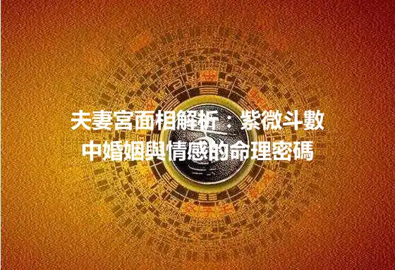 夫妻宮面相解析：紫微斗數中婚姻與情感的命理密碼