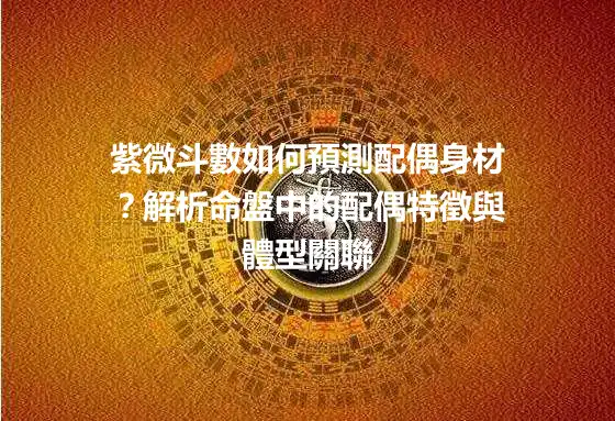 紫微斗數如何預測配偶身材？解析命盤中的配偶特徵與體型關聯