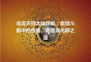 命宮天同太陰詳解：紫微斗數中的性格、命運與化解之道