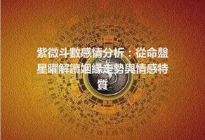 紫微斗數感情分析：從命盤星曜解讀姻緣走勢與情感特質
